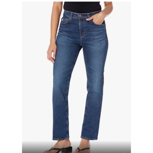 AG Jeans Saige High - Rise Straight Size 26 Dark Wash Full Motion Denim Contour - Picture 1 of 16